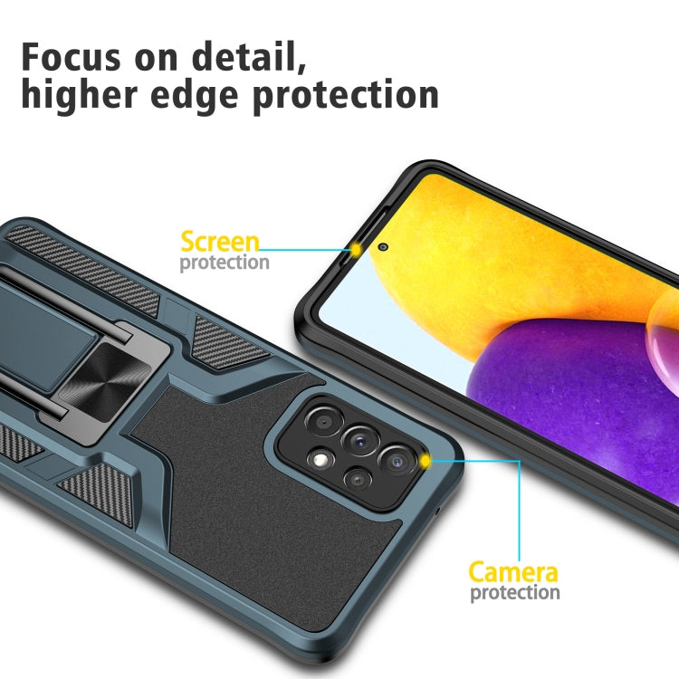 For Samsung Galaxy A72 4G / 5G Armor 2 in 1 PC + TPU Magnetic Shockproof Case with Foldable Holder