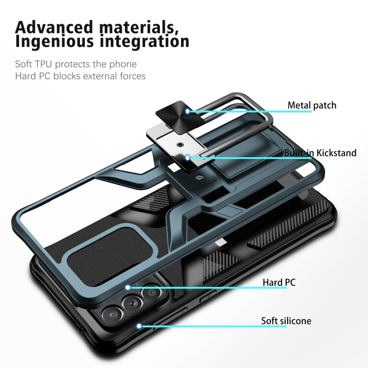 For Samsung Galaxy A72 4G / 5G Armor 2 in 1 PC + TPU Magnetic Shockproof Case with Foldable Holder