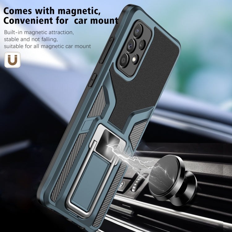 For Samsung Galaxy A72 4G / 5G Armor 2 in 1 PC + TPU Magnetic Shockproof Case with Foldable Holder