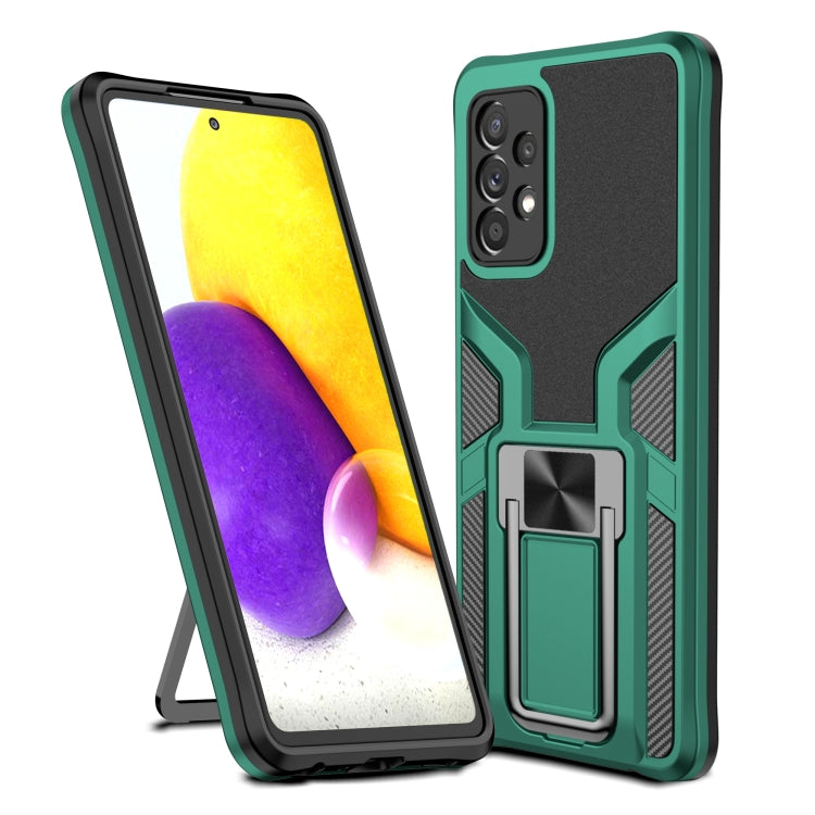 For Samsung Galaxy A72 4G / 5G Armor 2 in 1 PC + TPU Magnetic Shockproof Case with Foldable Holder