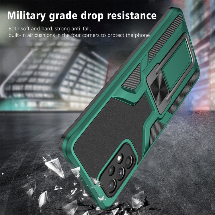 For Samsung Galaxy A72 4G / 5G Armor 2 in 1 PC + TPU Magnetic Shockproof Case with Foldable Holder