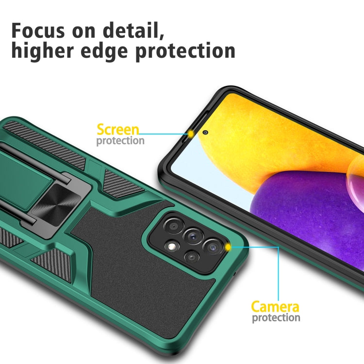 For Samsung Galaxy A72 4G / 5G Armor 2 in 1 PC + TPU Magnetic Shockproof Case with Foldable Holder