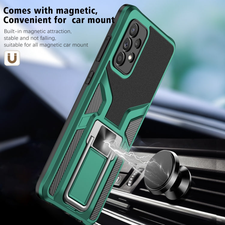 For Samsung Galaxy A72 4G / 5G Armor 2 in 1 PC + TPU Magnetic Shockproof Case with Foldable Holder