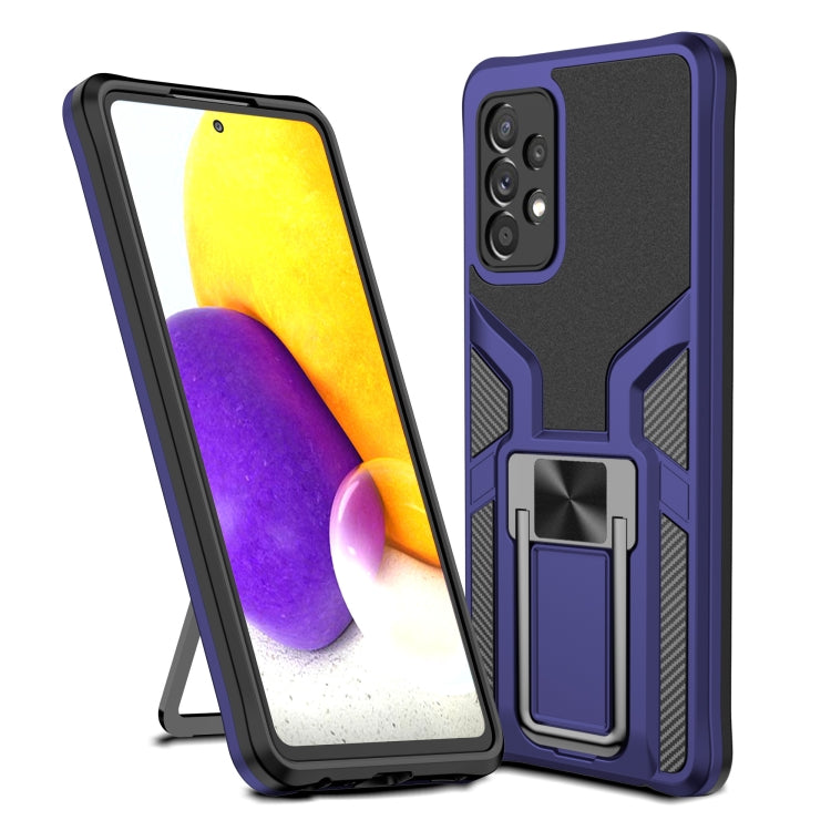For Samsung Galaxy A72 4G / 5G Armor 2 in 1 PC + TPU Magnetic Shockproof Case with Foldable Holder