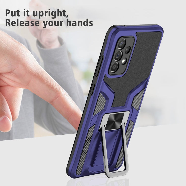 For Samsung Galaxy A72 4G / 5G Armor 2 in 1 PC + TPU Magnetic Shockproof Case with Foldable Holder