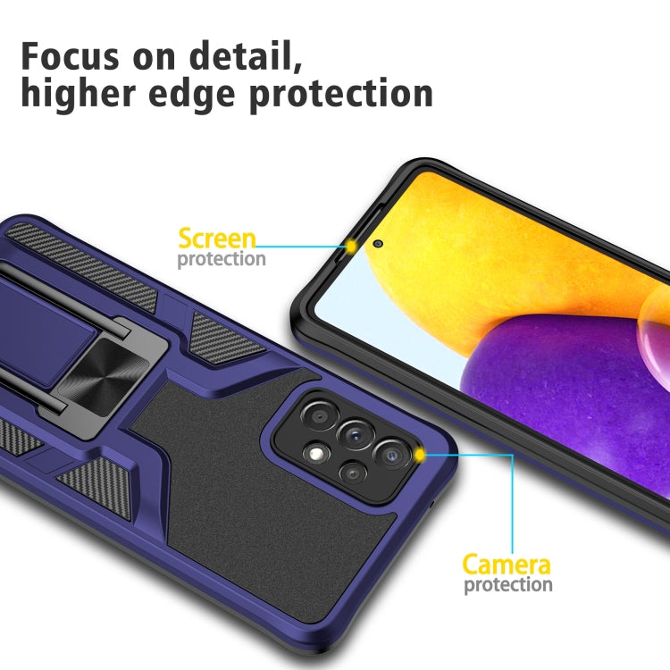 For Samsung Galaxy A72 4G / 5G Armor 2 in 1 PC + TPU Magnetic Shockproof Case with Foldable Holder