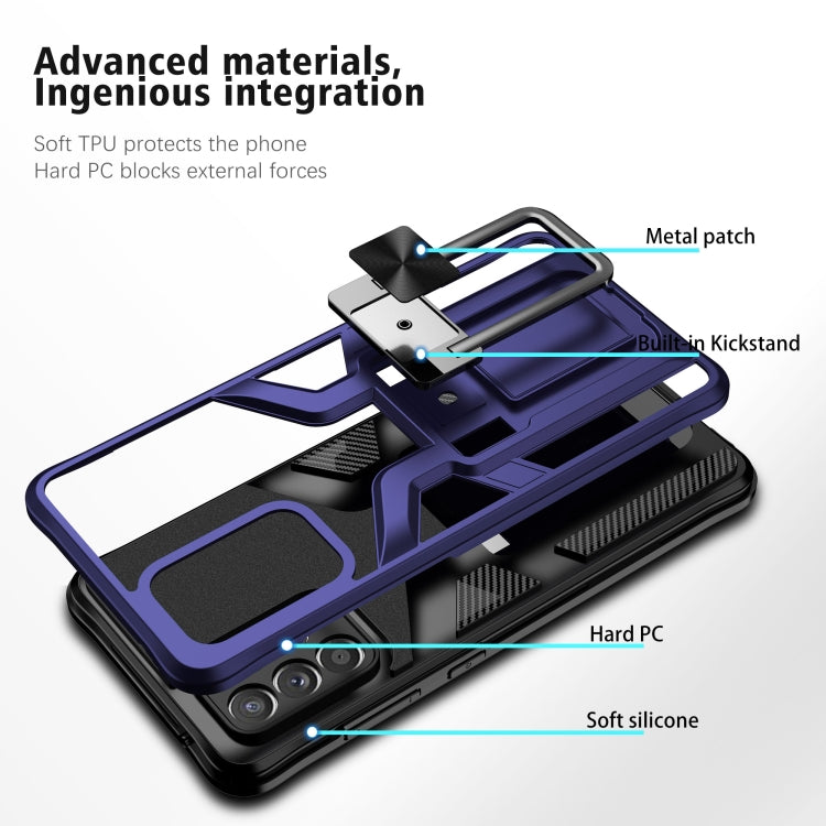 For Samsung Galaxy A72 4G / 5G Armor 2 in 1 PC + TPU Magnetic Shockproof Case with Foldable Holder