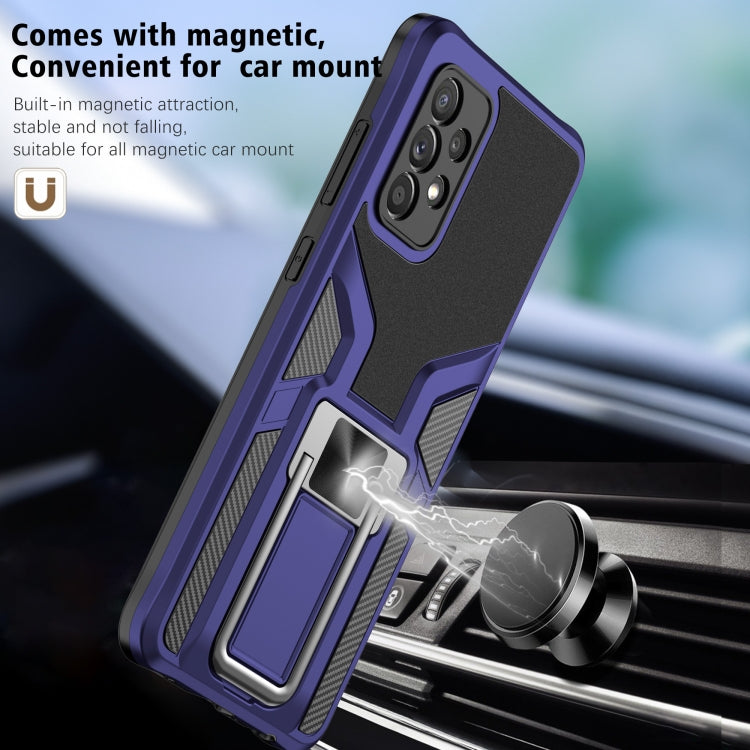 For Samsung Galaxy A72 4G / 5G Armor 2 in 1 PC + TPU Magnetic Shockproof Case with Foldable Holder