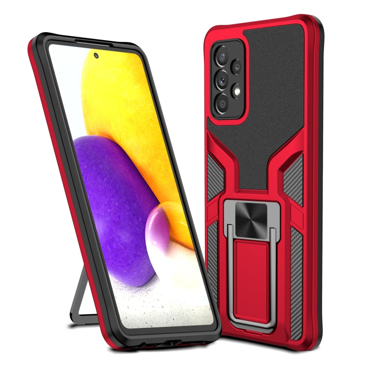 For Samsung Galaxy A72 4G / 5G Armor 2 in 1 PC + TPU Magnetic Shockproof Case with Foldable Holder