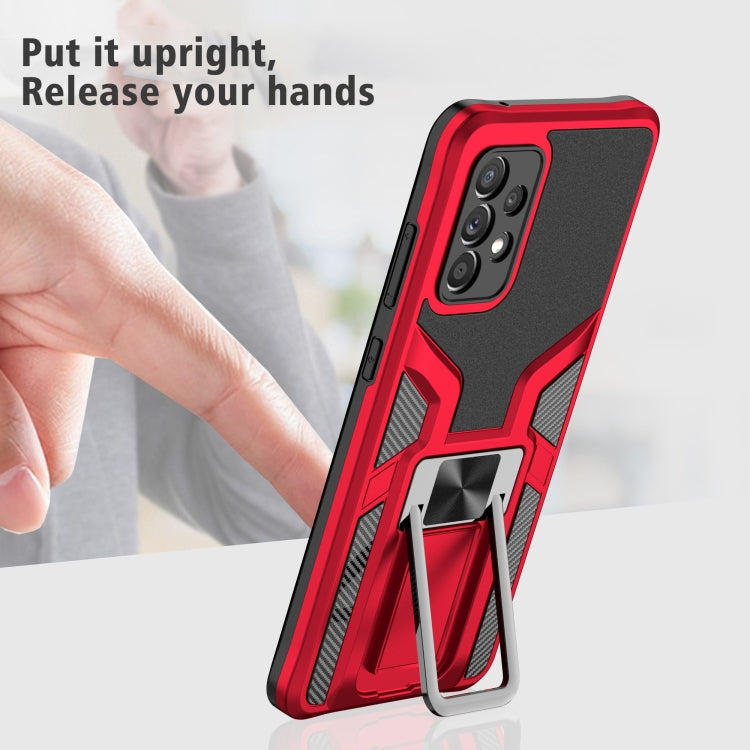 For Samsung Galaxy A72 4G / 5G Armor 2 in 1 PC + TPU Magnetic Shockproof Case with Foldable Holder