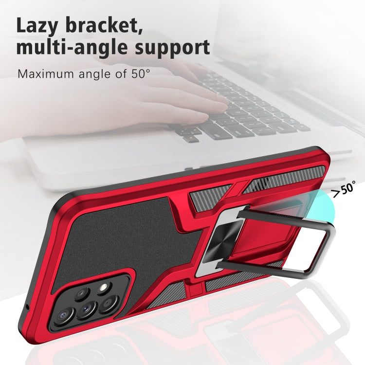 For Samsung Galaxy A72 4G / 5G Armor 2 in 1 PC + TPU Magnetic Shockproof Case with Foldable Holder