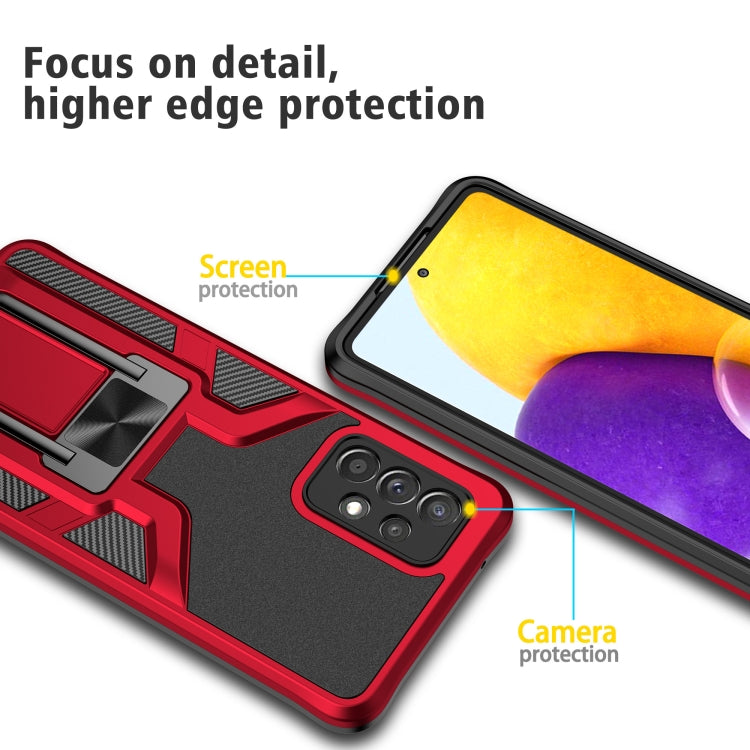 For Samsung Galaxy A72 4G / 5G Armor 2 in 1 PC + TPU Magnetic Shockproof Case with Foldable Holder