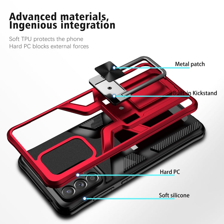 For Samsung Galaxy A72 4G / 5G Armor 2 in 1 PC + TPU Magnetic Shockproof Case with Foldable Holder