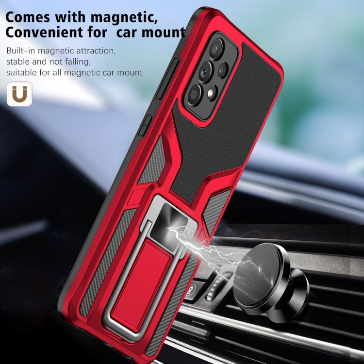 For Samsung Galaxy A72 4G / 5G Armor 2 in 1 PC + TPU Magnetic Shockproof Case with Foldable Holder