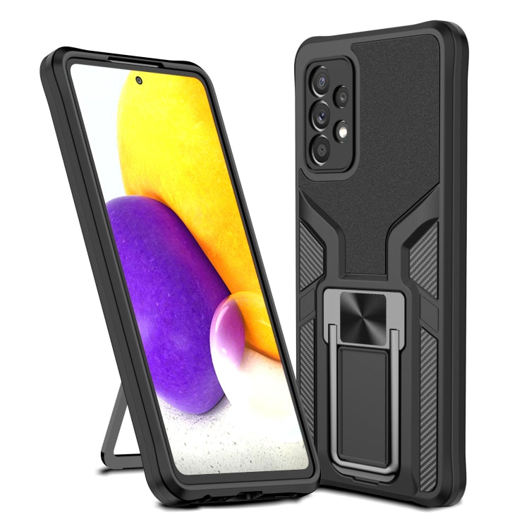 For Samsung Galaxy A72 4G / 5G Armor 2 in 1 PC + TPU Magnetic Shockproof Case with Foldable Holder
