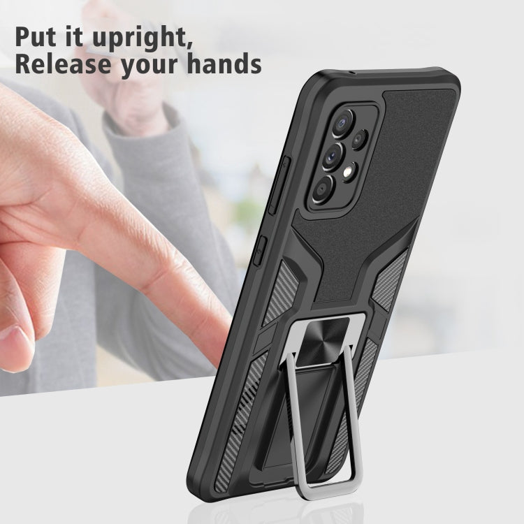 For Samsung Galaxy A72 4G / 5G Armor 2 in 1 PC + TPU Magnetic Shockproof Case with Foldable Holder
