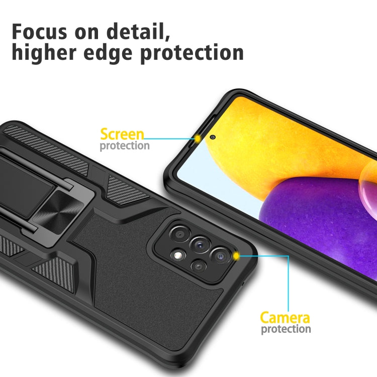 For Samsung Galaxy A72 4G / 5G Armor 2 in 1 PC + TPU Magnetic Shockproof Case with Foldable Holder