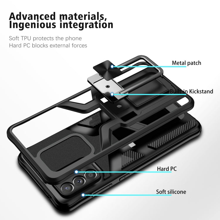 For Samsung Galaxy A72 4G / 5G Armor 2 in 1 PC + TPU Magnetic Shockproof Case with Foldable Holder
