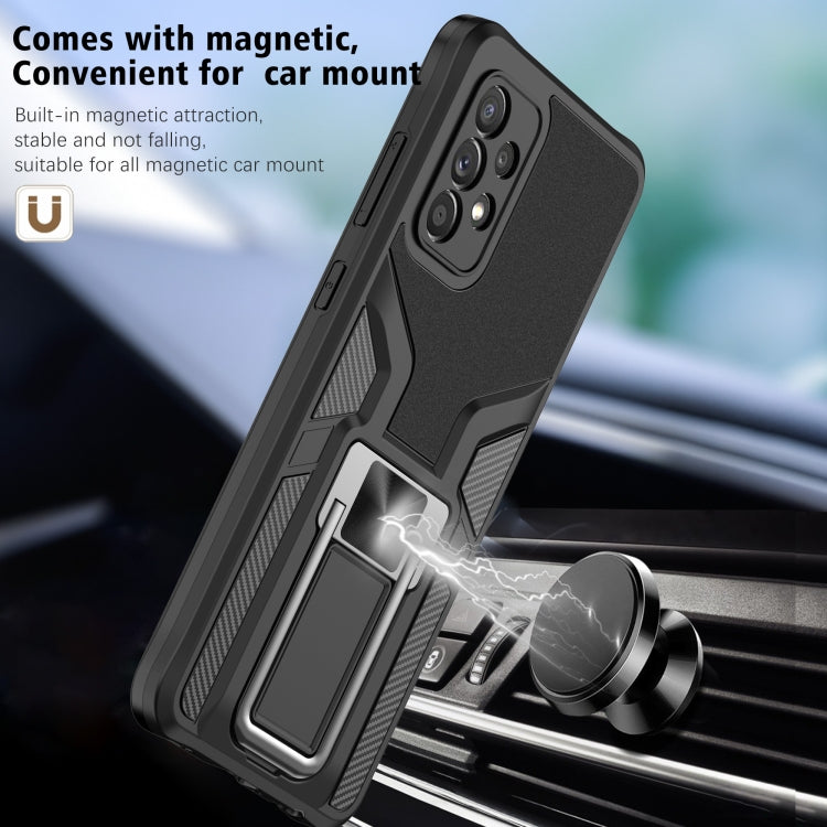 For Samsung Galaxy A72 4G / 5G Armor 2 in 1 PC + TPU Magnetic Shockproof Case with Foldable Holder