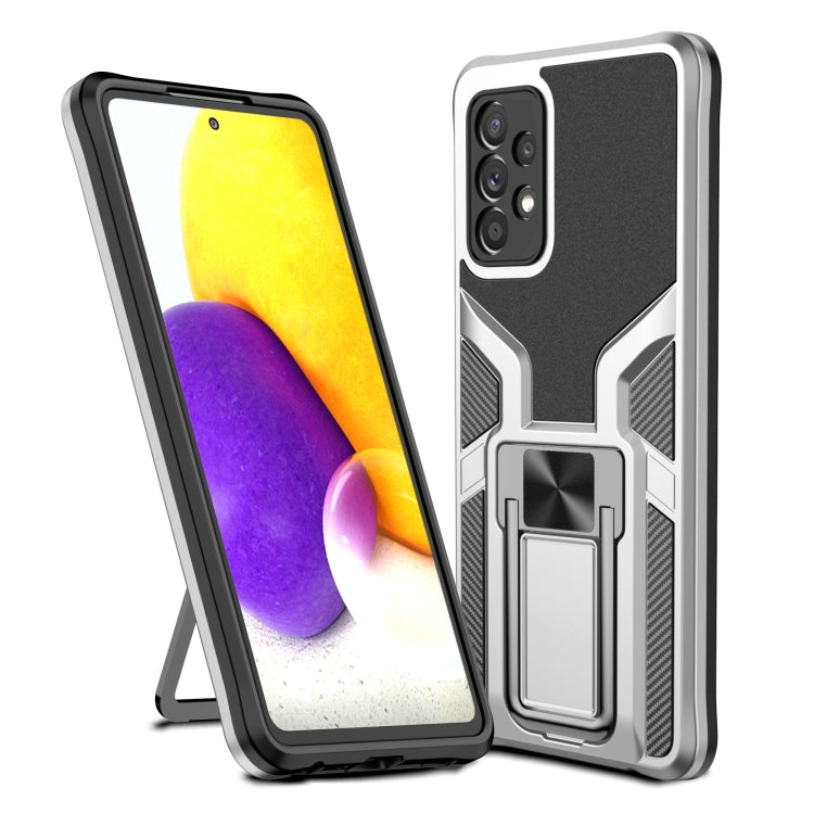 For Samsung Galaxy A72 4G / 5G Armor 2 in 1 PC + TPU Magnetic Shockproof Case with Foldable Holder