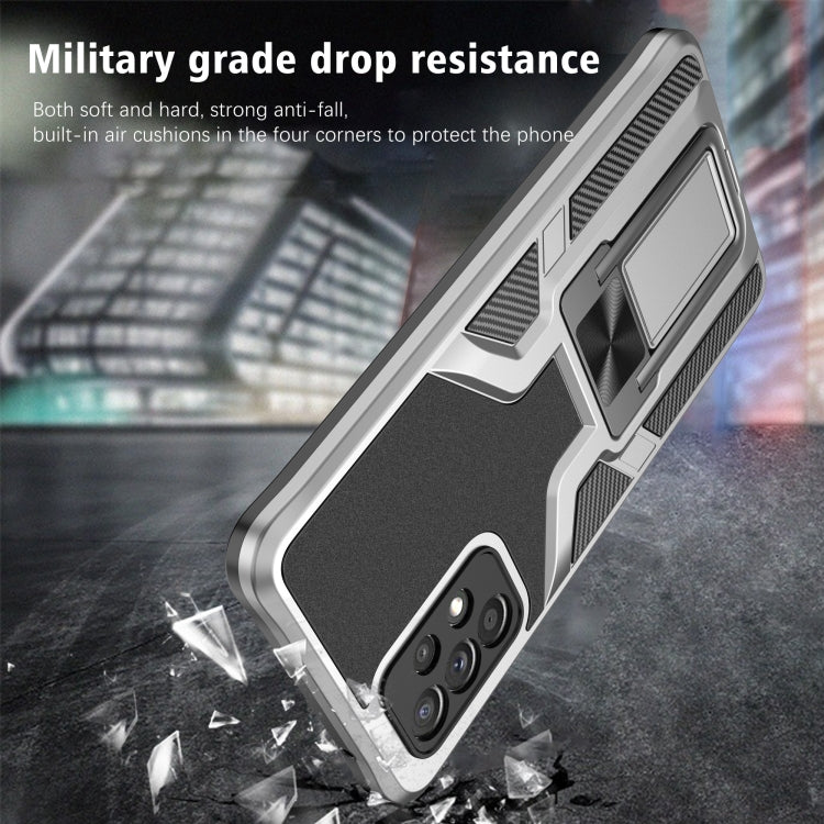 For Samsung Galaxy A72 4G / 5G Armor 2 in 1 PC + TPU Magnetic Shockproof Case with Foldable Holder