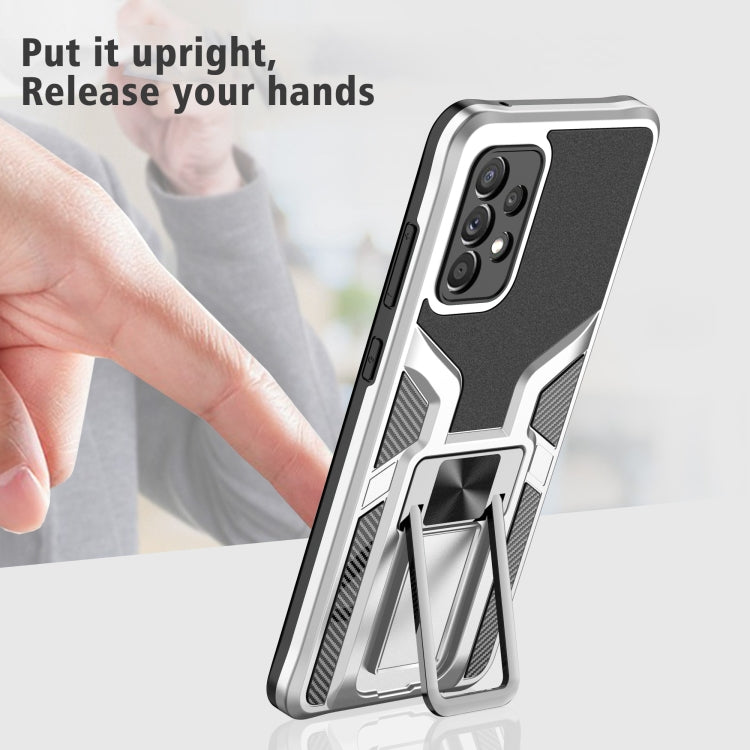 For Samsung Galaxy A72 4G / 5G Armor 2 in 1 PC + TPU Magnetic Shockproof Case with Foldable Holder