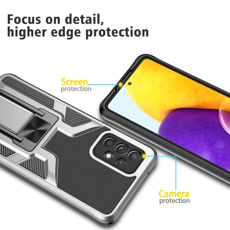 For Samsung Galaxy A72 4G / 5G Armor 2 in 1 PC + TPU Magnetic Shockproof Case with Foldable Holder