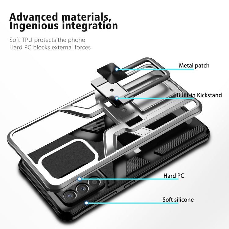 For Samsung Galaxy A72 4G / 5G Armor 2 in 1 PC + TPU Magnetic Shockproof Case with Foldable Holder
