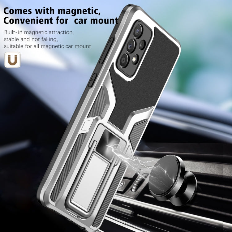For Samsung Galaxy A72 4G / 5G Armor 2 in 1 PC + TPU Magnetic Shockproof Case with Foldable Holder