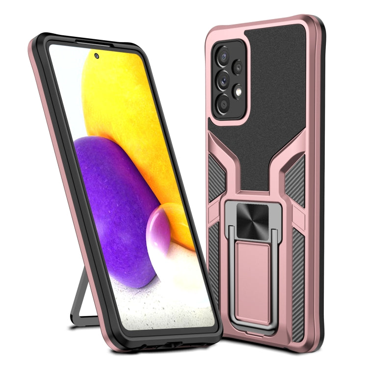 For Samsung Galaxy A72 4G / 5G Armor 2 in 1 PC + TPU Magnetic Shockproof Case with Foldable Holder