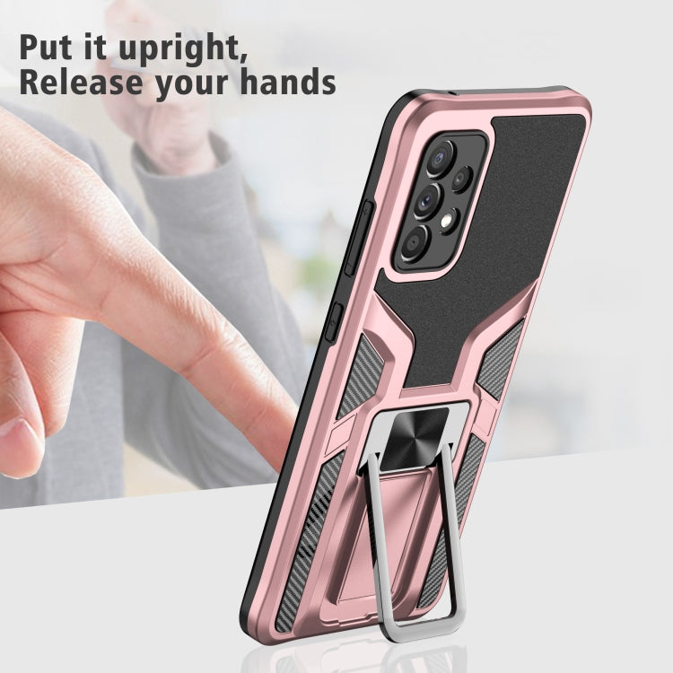 For Samsung Galaxy A72 4G / 5G Armor 2 in 1 PC + TPU Magnetic Shockproof Case with Foldable Holder