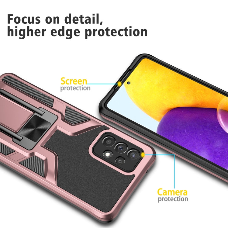 For Samsung Galaxy A72 4G / 5G Armor 2 in 1 PC + TPU Magnetic Shockproof Case with Foldable Holder