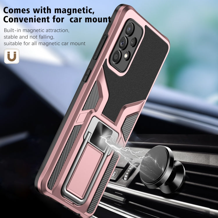 For Samsung Galaxy A72 4G / 5G Armor 2 in 1 PC + TPU Magnetic Shockproof Case with Foldable Holder