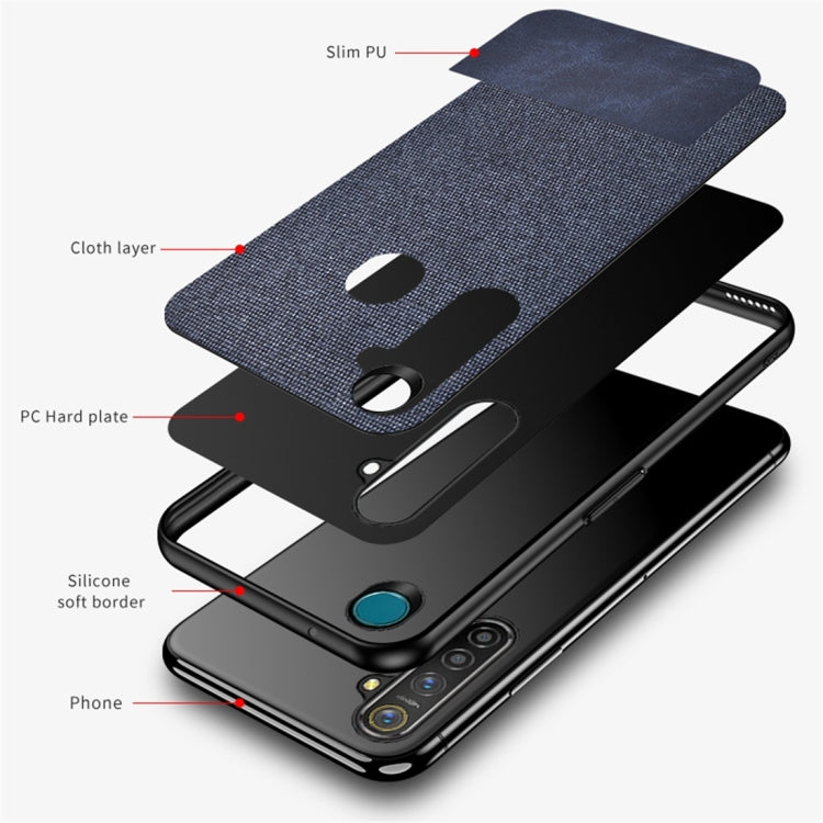 For OPPO Realme 5 Pro Shockproof Cloth Texture PC+ TPU Protective Case