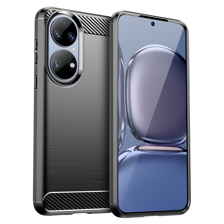 For Huawei P50 Pro Brushed Texture Carbon Fiber TPU Case