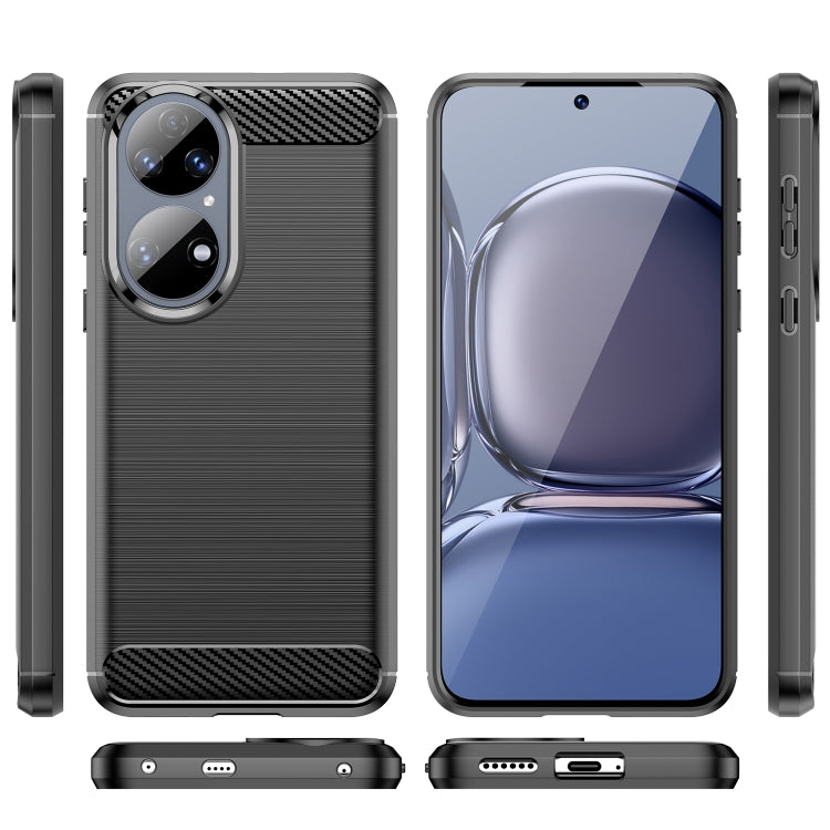 For Huawei P50 Pro Brushed Texture Carbon Fiber TPU Case