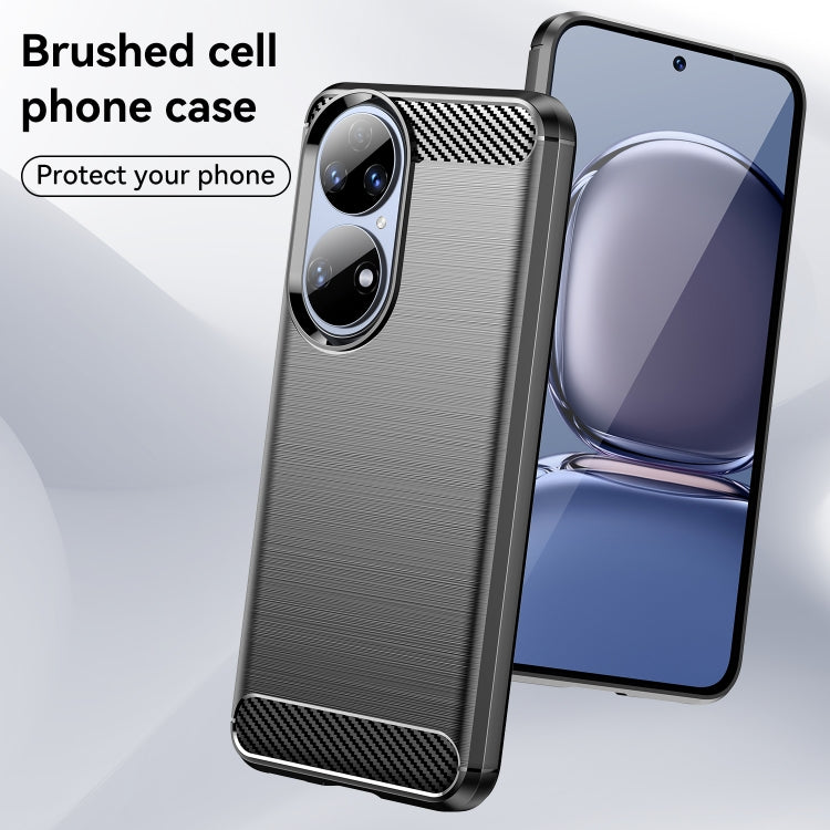 For Huawei P50 Pro Brushed Texture Carbon Fiber TPU Case