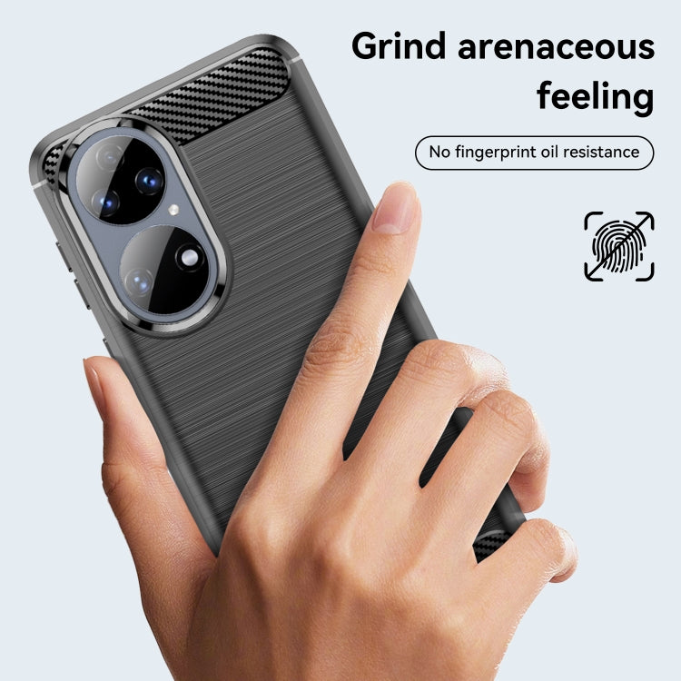 For Huawei P50 Pro Brushed Texture Carbon Fiber TPU Case