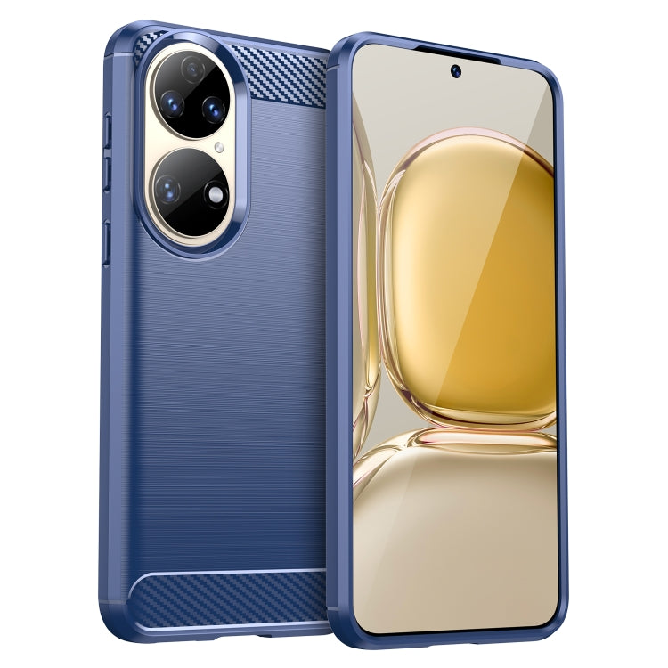 For Huawei P50 Pro Brushed Texture Carbon Fiber TPU Case