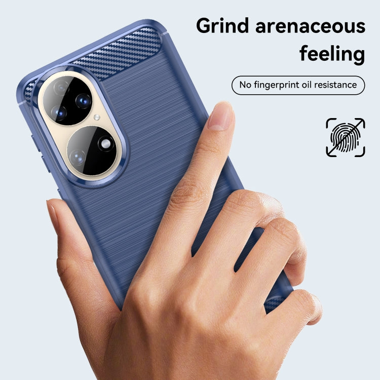 For Huawei P50 Pro Brushed Texture Carbon Fiber TPU Case