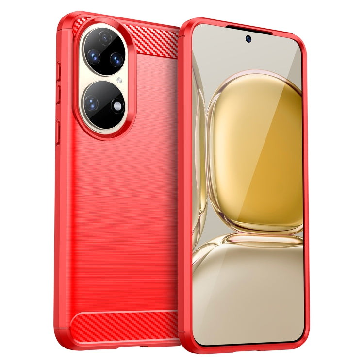 For Huawei P50 Pro Brushed Texture Carbon Fiber TPU Case