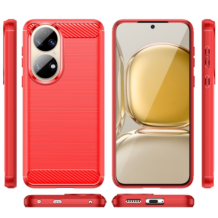 For Huawei P50 Pro Brushed Texture Carbon Fiber TPU Case