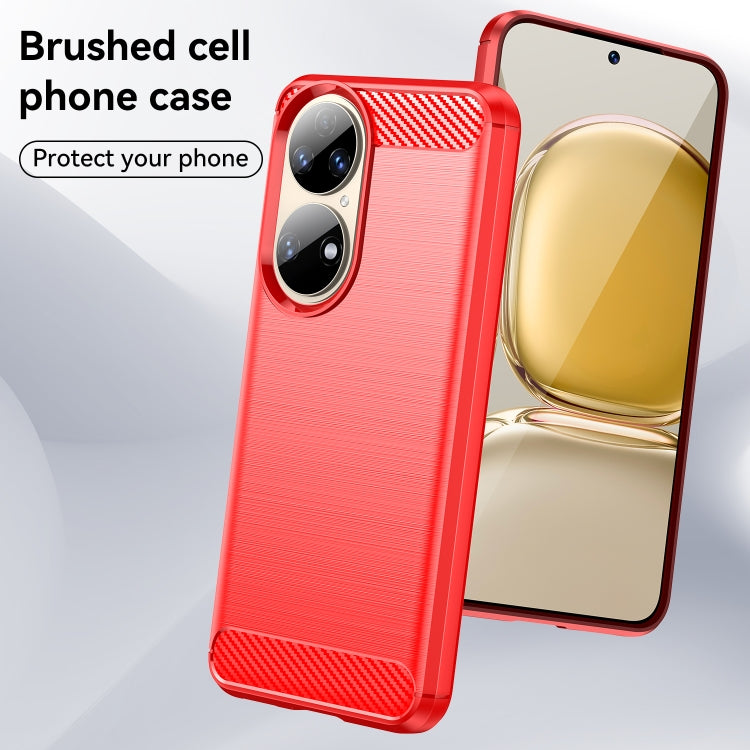 For Huawei P50 Pro Brushed Texture Carbon Fiber TPU Case