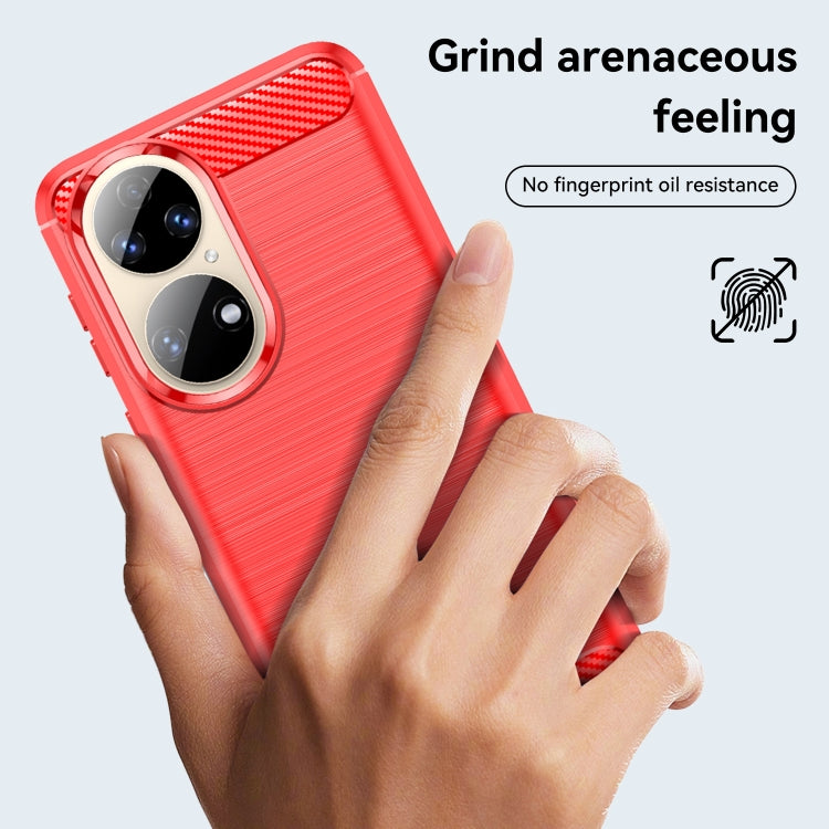 For Huawei P50 Pro Brushed Texture Carbon Fiber TPU Case