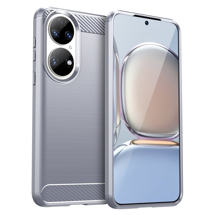 For Huawei P50 Pro Brushed Texture Carbon Fiber TPU Case