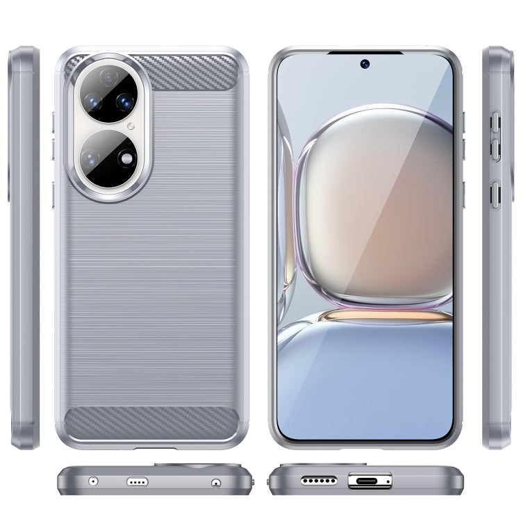 For Huawei P50 Pro Brushed Texture Carbon Fiber TPU Case
