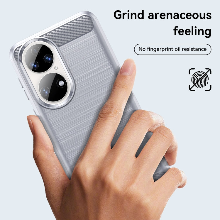 For Huawei P50 Pro Brushed Texture Carbon Fiber TPU Case