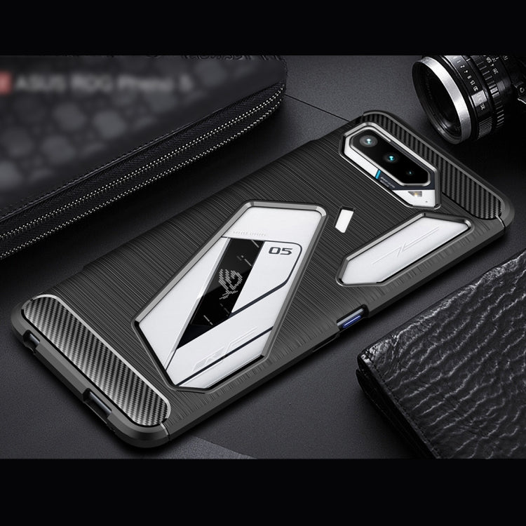 For Asus ROG Phone 5 Brushed Texture Carbon Fiber TPU Case