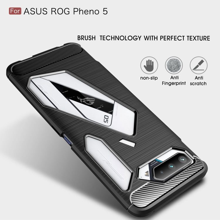 For Asus ROG Phone 5 Brushed Texture Carbon Fiber TPU Case