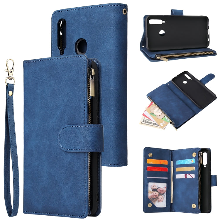 For Huawei P20 lite (2019) Multifunctional Retro Frosted Horizontal Flip Leather Case with Card Slot & Holder & Zipper Wallet & Photo Frame & Lanyard